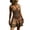 Coffee, variant on Ahabrexf Sundress with Spaghetti Strap V-Neck Bohemian Print Sleeveless Ruffle Hem Mini Dress for Summer