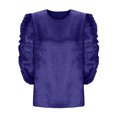 thumbnail image 6 of fatyb Shiny Tops for Women Ruffle 3/4 Sleeve Elegant Shirts Casual Crewneck Womens Club Party Blouses, 6 of 7