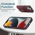 thumbnail image 5 of Dteck For iPhone 13 Pro Max,Shockproof Artificial Leather Ring Holder Stand Card Slot Case Cover,Winered, 5 of 8
