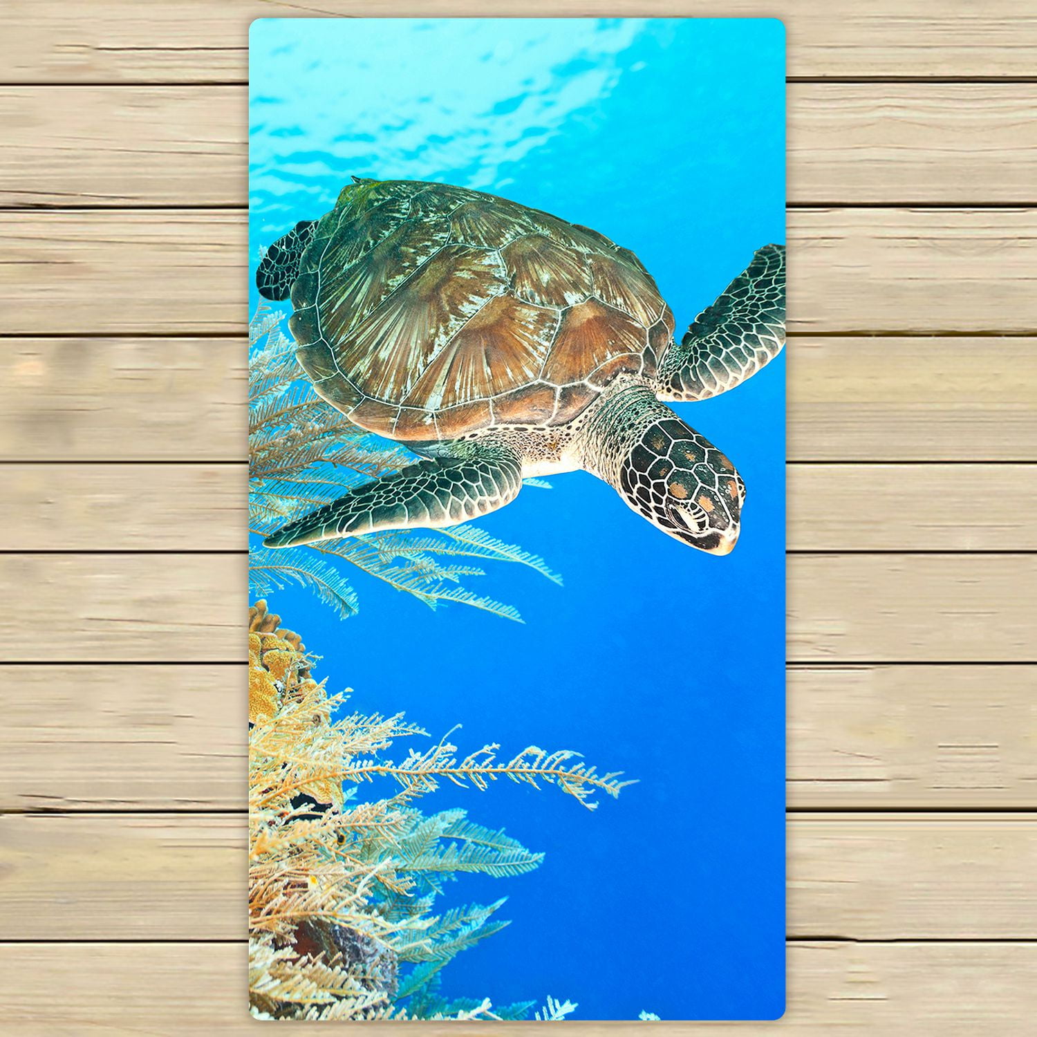 PHFZK Ocean Towel, Underwater World Sea Turtle and Coral Reef Hand Towel Bath Bathroom Shower