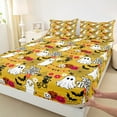 thumbnail image 3 of Feelyou Sugar Halloween Ghost Full Size Sheets for Child, Funny Pumpkin Spider Web Bed Sheets, Cartoon Rustic Flower Sheet Sets, Super Cozy Room Decor, 4 Pieces, 3 of 7