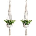 thumbnail image 1 of Colgador de cuerda para plantas de macramé de 2 piezas, cesta de flores de macramé con cuerda de algodón, macramé colgante para decoración del hogar, jardinería de escritorio, 4 patas, 1 of 3