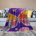 thumbnail image 2 of WYYP Flannel Blanket Durable and Long-lasting Purple Butterfly Beautiful Pattern White, 2 of 6