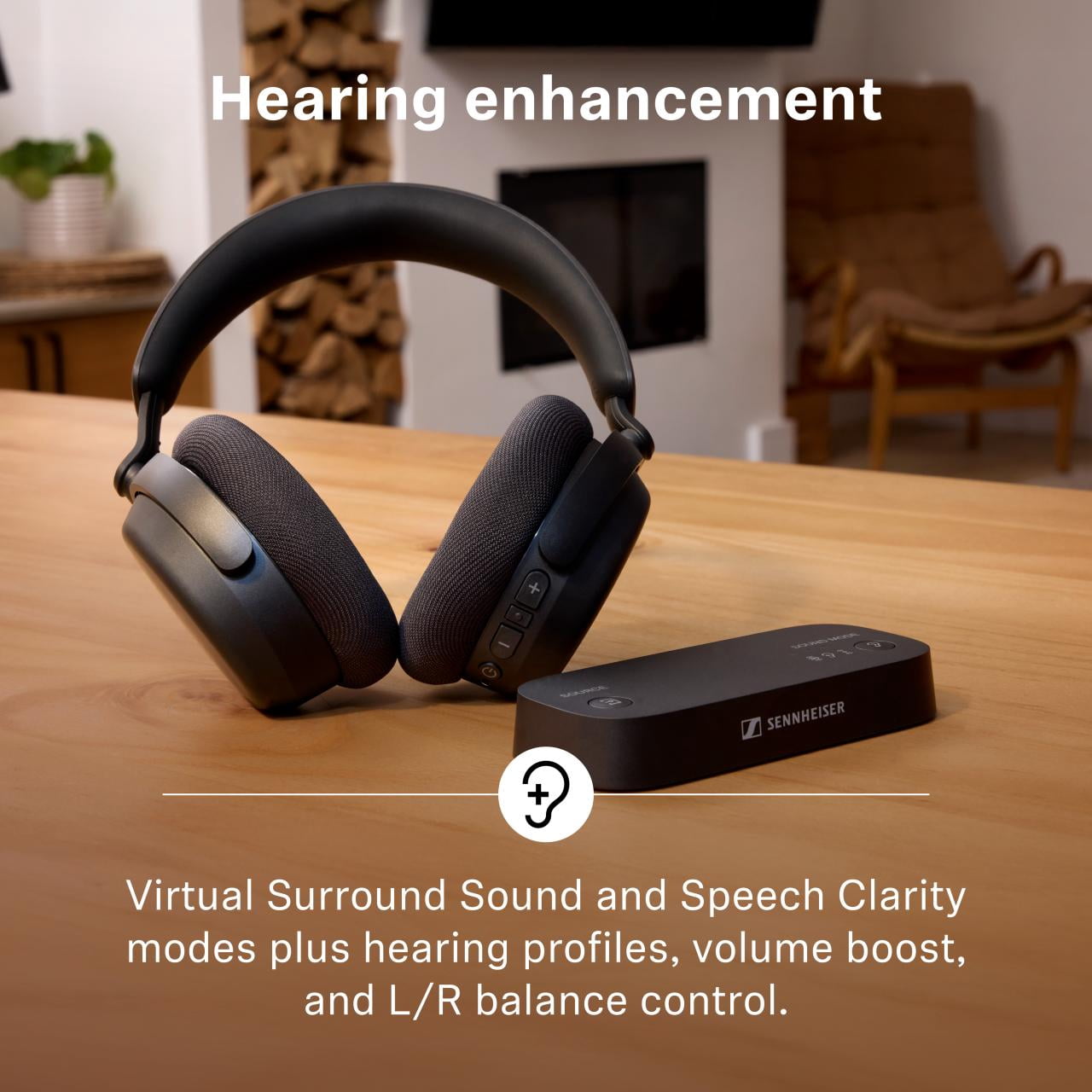 Sennheiser RS 275 TV Headphones - Bluetooth Headphones and Transmitter Bundle - Low Latency Wireless Headphones with Virtual Surround Sound, Speech Clarity and Auracast Technology - 50 h Battery