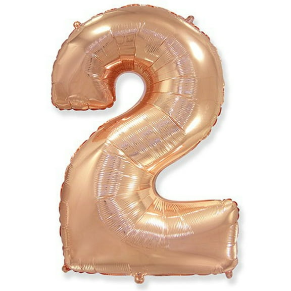 42 inch Number 2 - Rose Gold Foil Mylar Balloon - Party Supplies Decorations