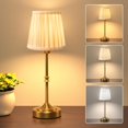 thumbnail image 1 of wqlpp-Cordless Table Lamp, 5400mAh Rechargeable Battery Powered Lamp, 3 Color Portable Dimmable LED Table Lamp with Fabric Shade, Wireless Lamp for Bedroom, Dining, Bar, Bedside, Night Light, 1 of 4