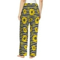 thumbnail image 3 of Goofa Sunflowers On Black And White Stripes Printed Soft Pajama Pants for Women, Wide Leg Comfy Casual Lounge Yoga Pants-X-Large, 3 of 9