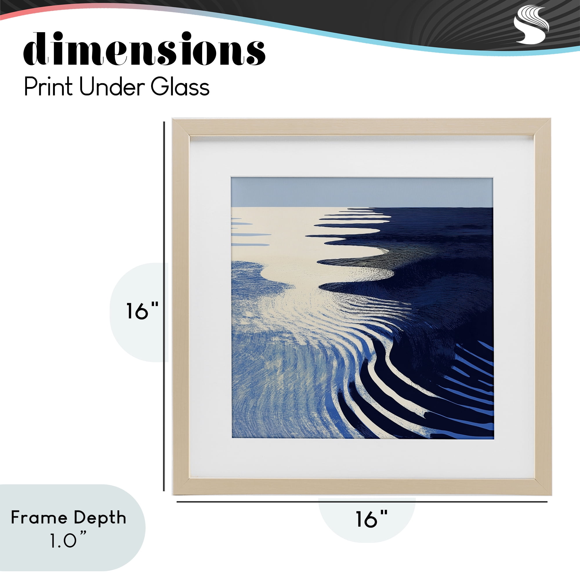 Stupell Industries Abstract Cobalt Ripples Birch Framed Print Under Glass, design by Walker Noble