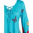 thumbnail image 3 of Camiseta con Estampado de Mariposa en Talla Extra con Mangas de Campanilla Rosegal  Mangas largas de talla grande, 3 of 5