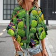 thumbnail image 3 of Vibrant Desert Cactus Floral Print Women's V-Neck Blouse With 3/4 Ruffled Bell Sleeves Casual Top Ladies Blouses, 3 of 7