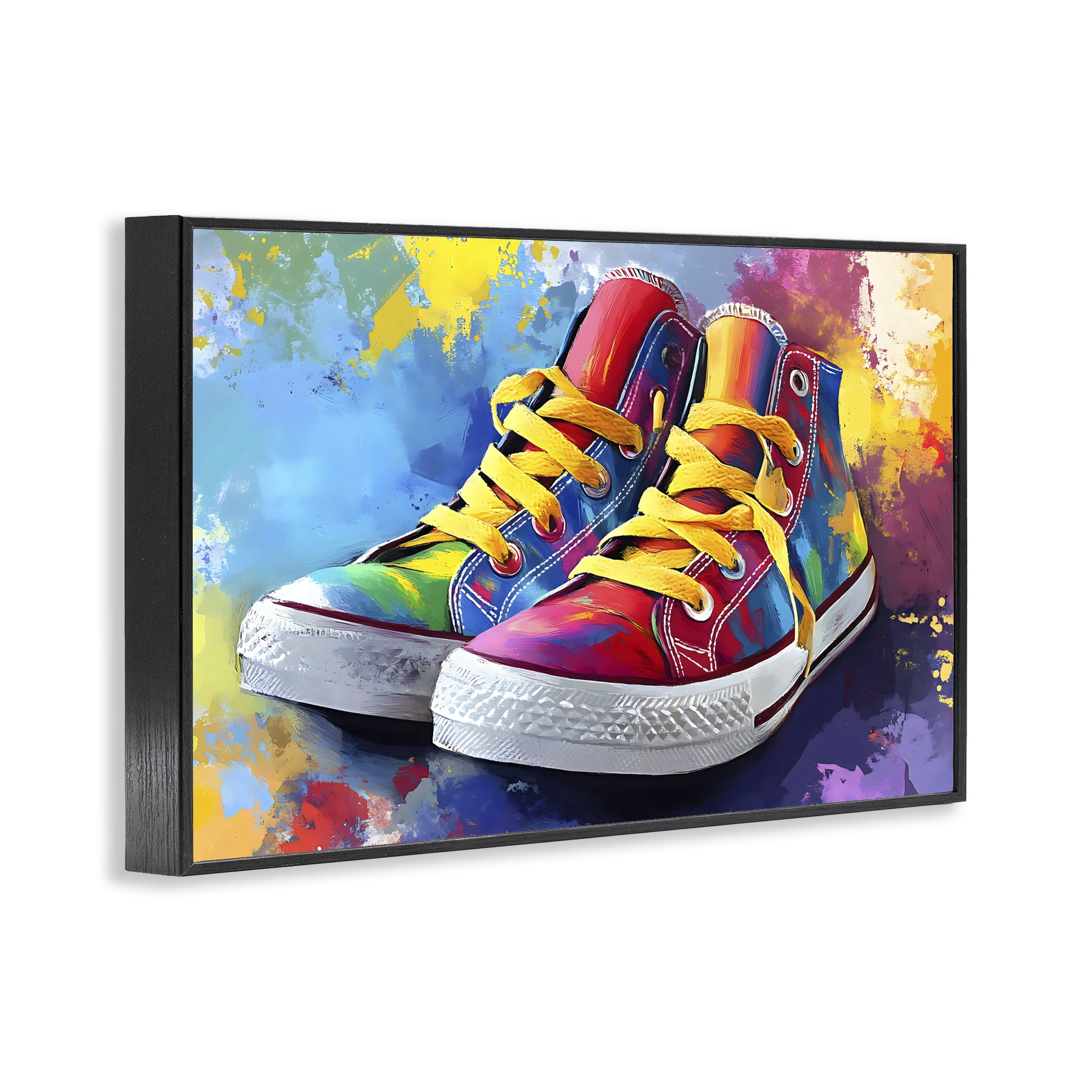 Stupell Industries High Tops with Yellow Laces Black Framed Giclee Art, design by Creative Studio