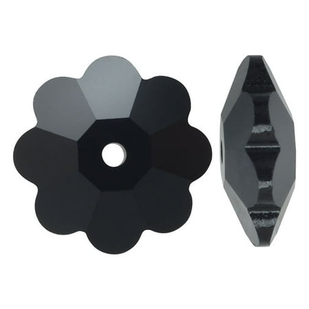 - Swarovski Crystal, #3700 Flower Margarita Beads 10mm, 6 Pieces, Jet Black