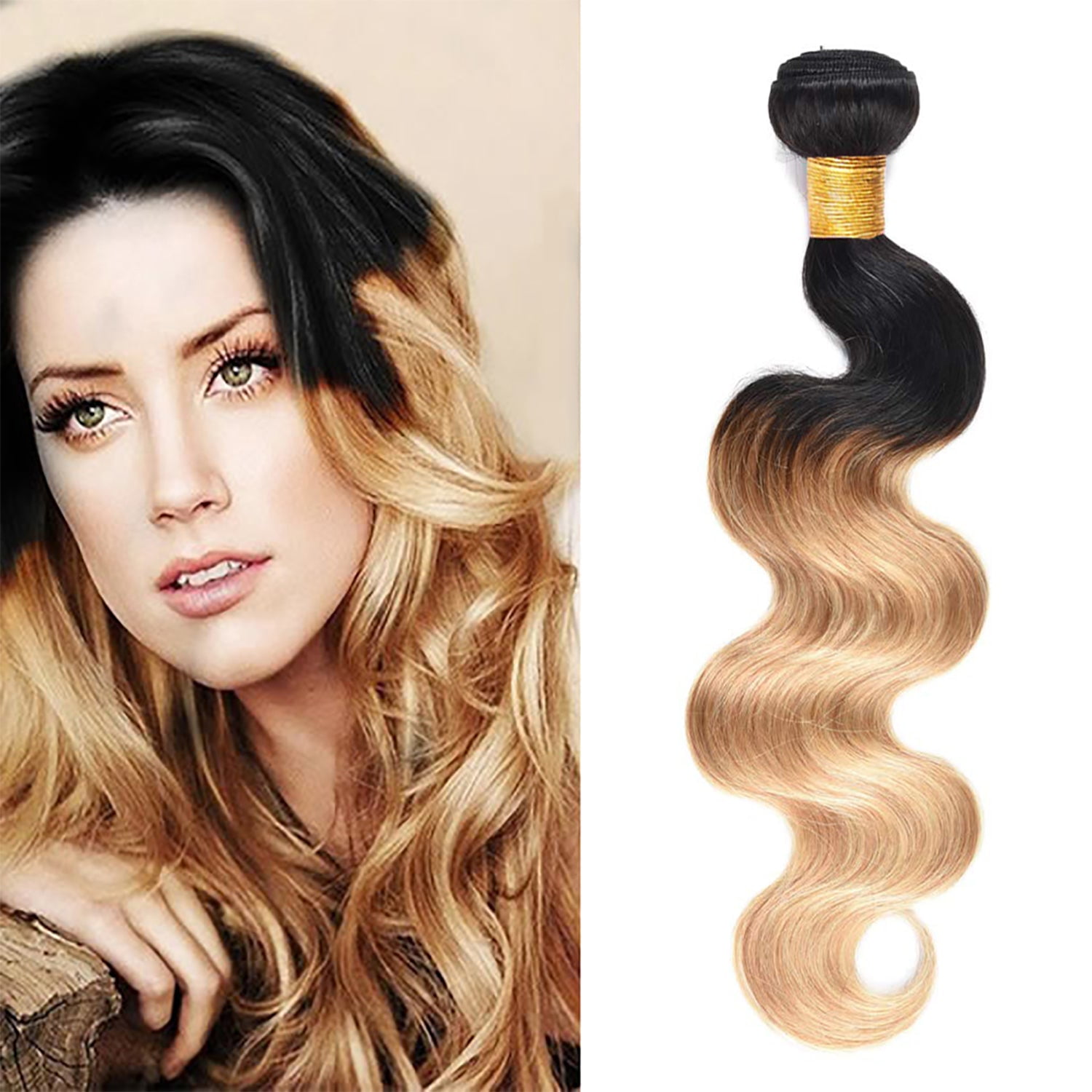 Brazilian Virgin Ombre Body Wave Human Hair One Bundle 1B/27 100