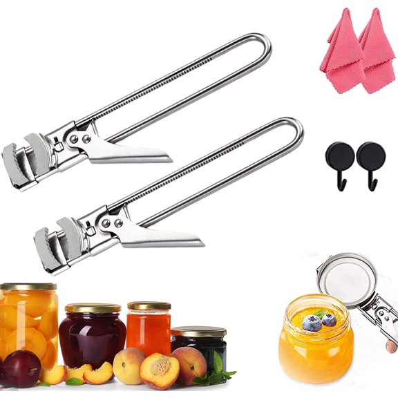 Fullofcarts Jar Opener - Adjustable Jar & Bottle Opener, Adjustable Multifunctional Stainless Steel Can Opener Jar Lid Gripper - Lid Opener Jar Opener,Jar Opener for Weak Hands (2PCS)