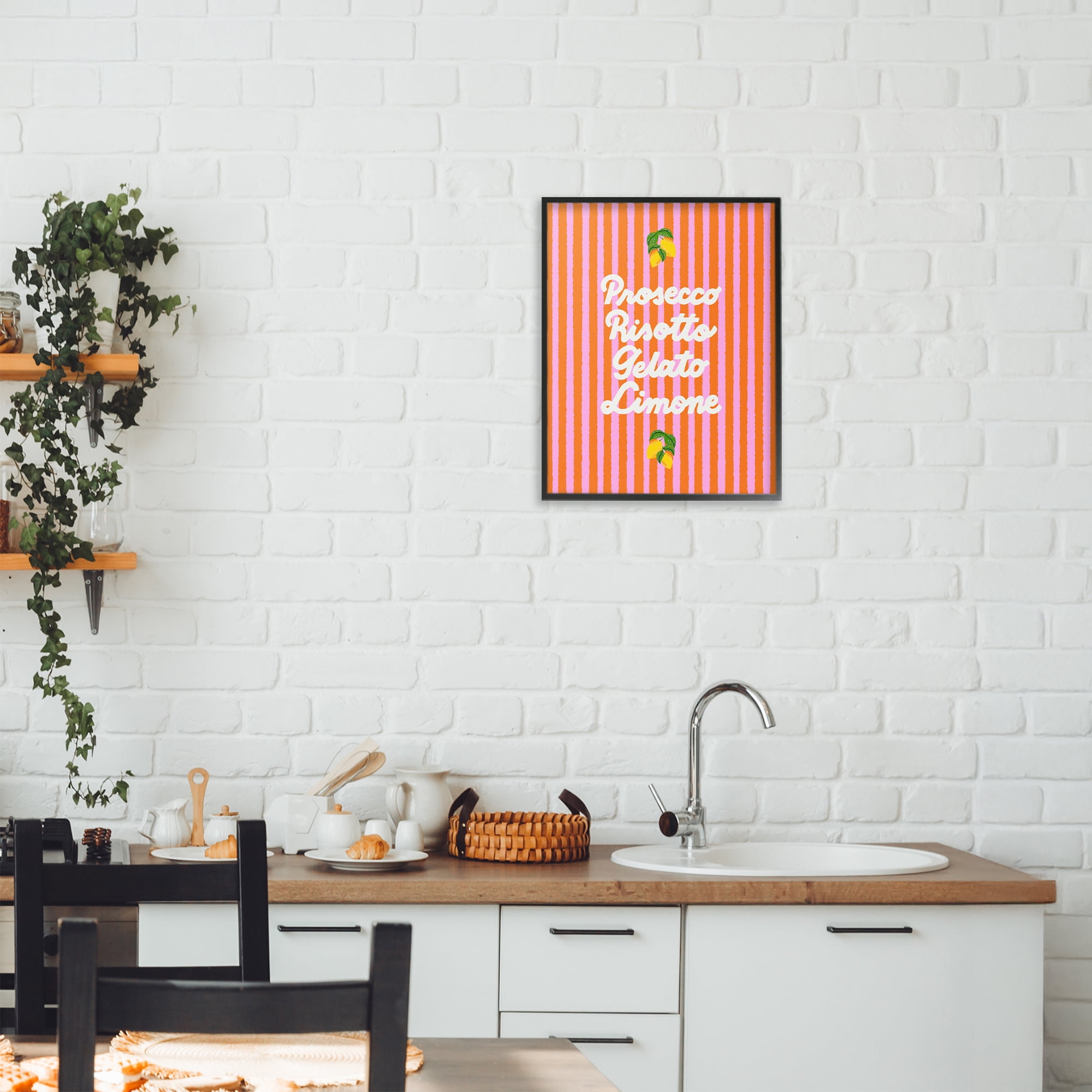 Stupell Industries Italian Enjoyment over Stripes Black Framed Giclee Art, design by Indira Prieto | IndySign
