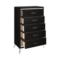 thumbnail image 6 of Benjara Sami 49 Inch Tall Dresser, 5 Drawers, Mirror Trim, Embossed Texture, Black, 6 of 6