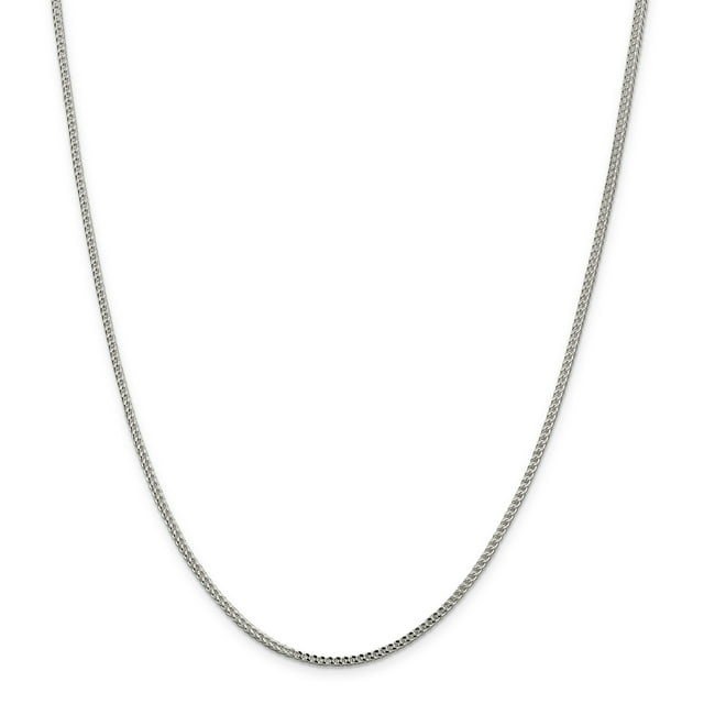 925 Sterling Silver 2mm Diamond-cut Square Franco Chain 20 Inch