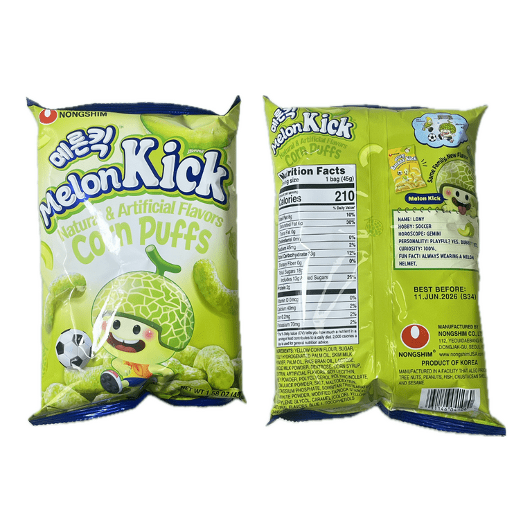 NONGSHIM Corn Puff Melon Kick 45g x 2 - Walmart.com