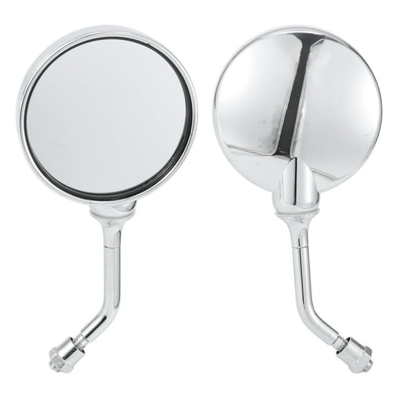 Unique Bargains 1 Set Motorcycle Rear View Mirrors Universal ABS Chrome-plated Rod Clear Glass Bar End Side Mirrors Mount Chrome Color Circle L-shaped Short Handle
