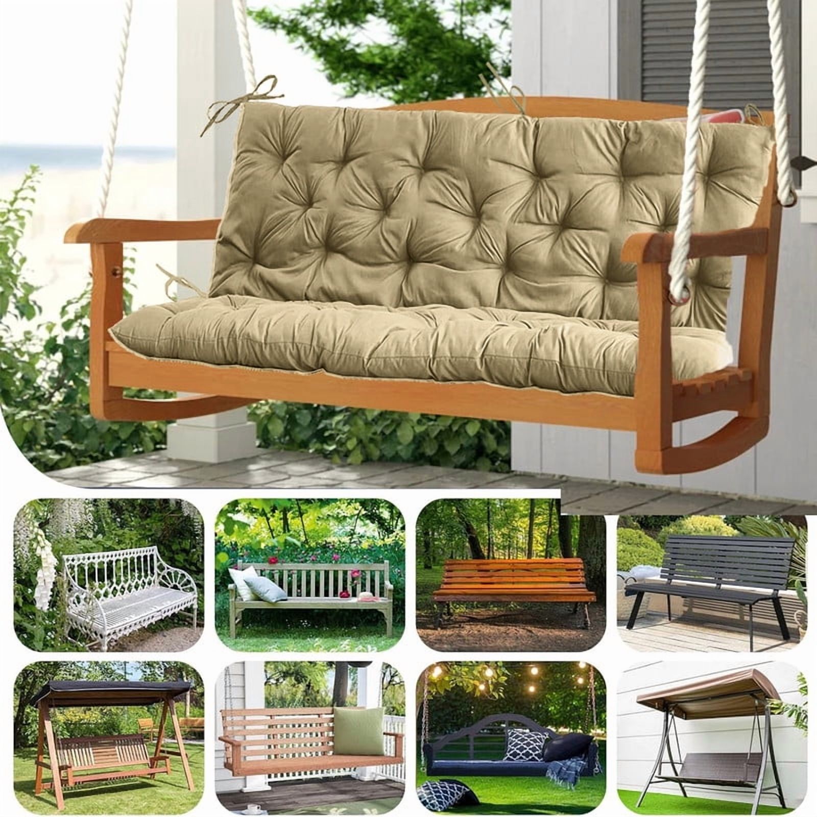 Outdoor swing cushions bench cushion, Waterproof Porch swing replacement cushions for outdoor furniture, 4" thick Bench Cushion for Backyard, Patio, Lawn（Beige 40×47in）