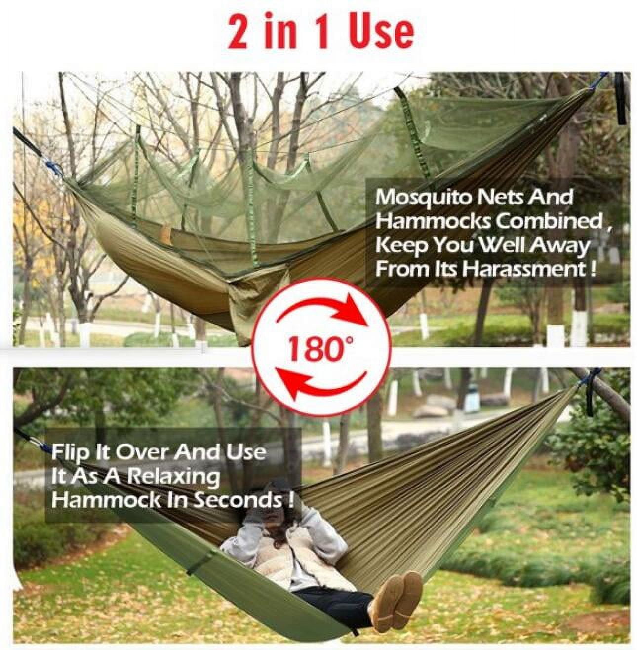 Portable Camping Hammock with Net, AYAMAYA 2 Person lightweight Nylon Hammock Tent Hold Up to 440lbs for Backpacking Hiking Travel