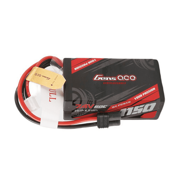 Gens ace 1150mAh 2S 7.4V 60C Hardcase LiPo Battery with IEC2 Plug