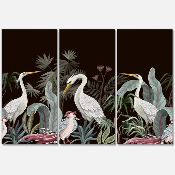 Designart ' Chinoiserie With Peonies and Birds III ' Traditional Canvas Wall Art Print