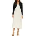 thumbnail image 3 of INSPIRE CHIC Women's Long Sleeve Open Front Velvet Cropped Bolero Shrug M Black, 3 of 7