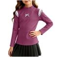 thumbnail image 3 of Wilark Girls Long Sleeve T Shirts with Ruffle Size 10, Cute Stretch Mock Neck Casual Kids Fall Tops Hot Pink 10T, 3 of 7