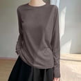 thumbnail image 3 of Htigea Womens Long Sleeve Tops Casual Crew Neck T Shirts Fall Thin Breathable Tees Solid Color Loose Casual Shirt 2026 Clothes Gray L, 3 of 4