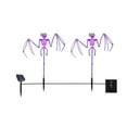 thumbnail image 2 of Honmine Halloween Decorations Outdoor Solar Garden Lights, 3D Scary Bat Realistic Skeleton Outside Decor,Solar Creepy Bats Path Lights for Yard/House/Halloween Party Gifts Decor Purple, 2 of 9