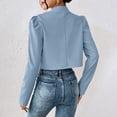 thumbnail image 5 of Womens Lapel Collar Cropped Jacket Long Sleeve Open Front Casual Commuter Outerwear Coat Sky Blue XS(XS), 5 of 5