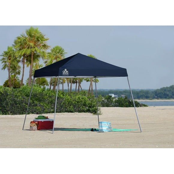 Quik Shade 10' x 10' Expedition 64 Square Feet of Shade Slant Leg Base Outdoor Pop-Up Canopy, Midnight Blue