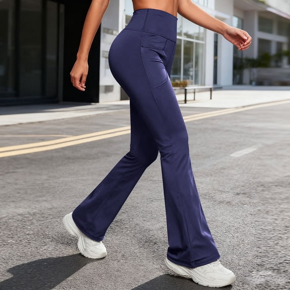 High Waisted Women's Flare Yoga Pants Bootcut Stretchy Tummy Control Leggings Casual Solid Color Workout Lounge Bottoms