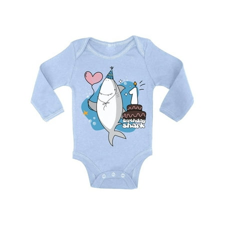 

Awkward Styles 1st Birthday Party I am One Romper Baby Bodysuit Long Sleeve Shark Romper Shark Themed B Day Party Gifts for One Year Old Kids Shark One Piece Top Shark Gifts for Babies Shark Top