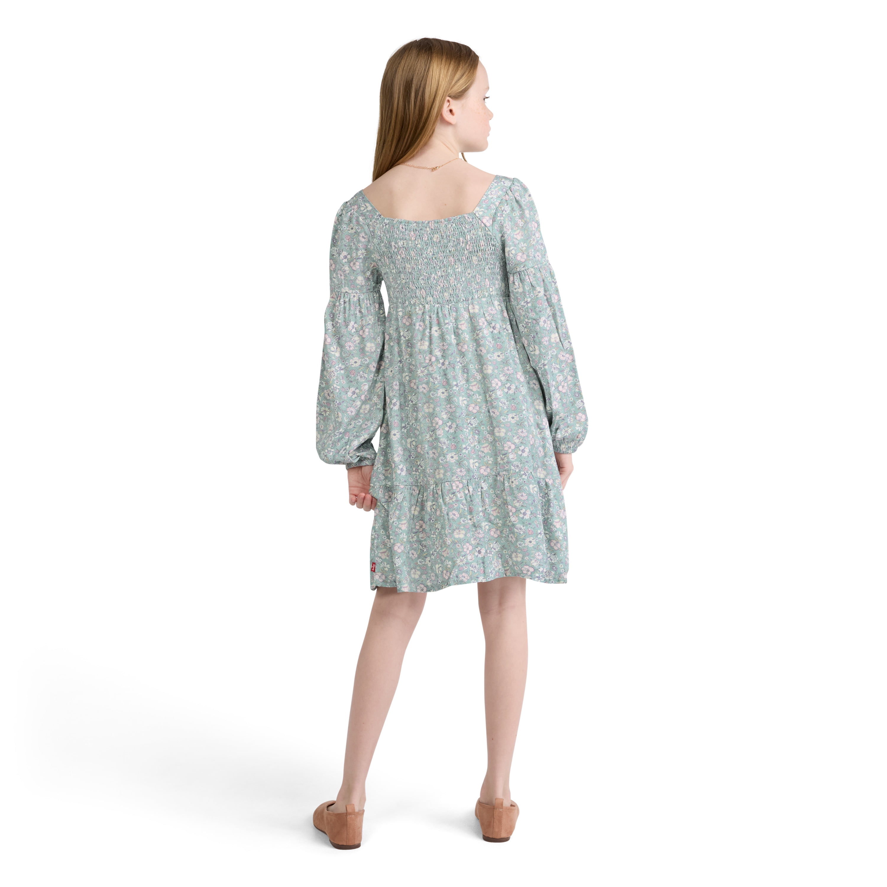 Levi Girls Long Sleeve Smocked Top Dress, Sizes 7-16