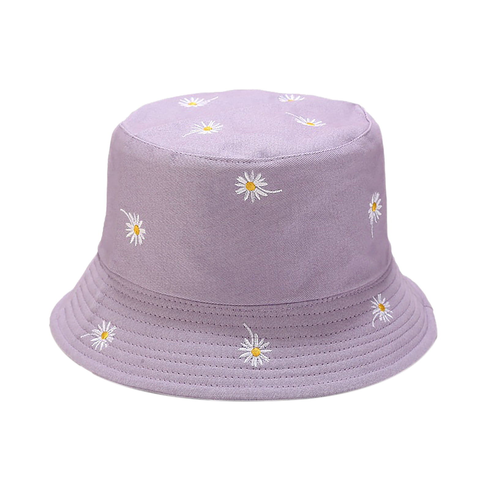 BENBOR Bucket Hat Flower Printed Foldable Solid Color Women Fisherman