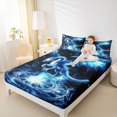 thumbnail image 4 of Homewish Jungle Dragon Twin Sheet Sets,Western Fantasy Animal Twin Fitted Sheet,Blue Black Flat Sheet For Teens,Microfiber Bedroom Decor,3 Pieces, 4 of 7
