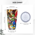 thumbnail image 4 of Lsque Mario Pattern 20oz Car Cup with Lid and Straw, Insulated Coffee Cup with Straw Topper, Spill Proof Travel Coffee Mug, Stainless Steel Tumble, 4 of 8
