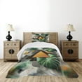 thumbnail image 4 of Ambesonne Monstera Quilted Bedspread Set 2 Pcs, Triangles Marble Abstract, Twin Size, Fern Green Grey Camel, 4 of 5