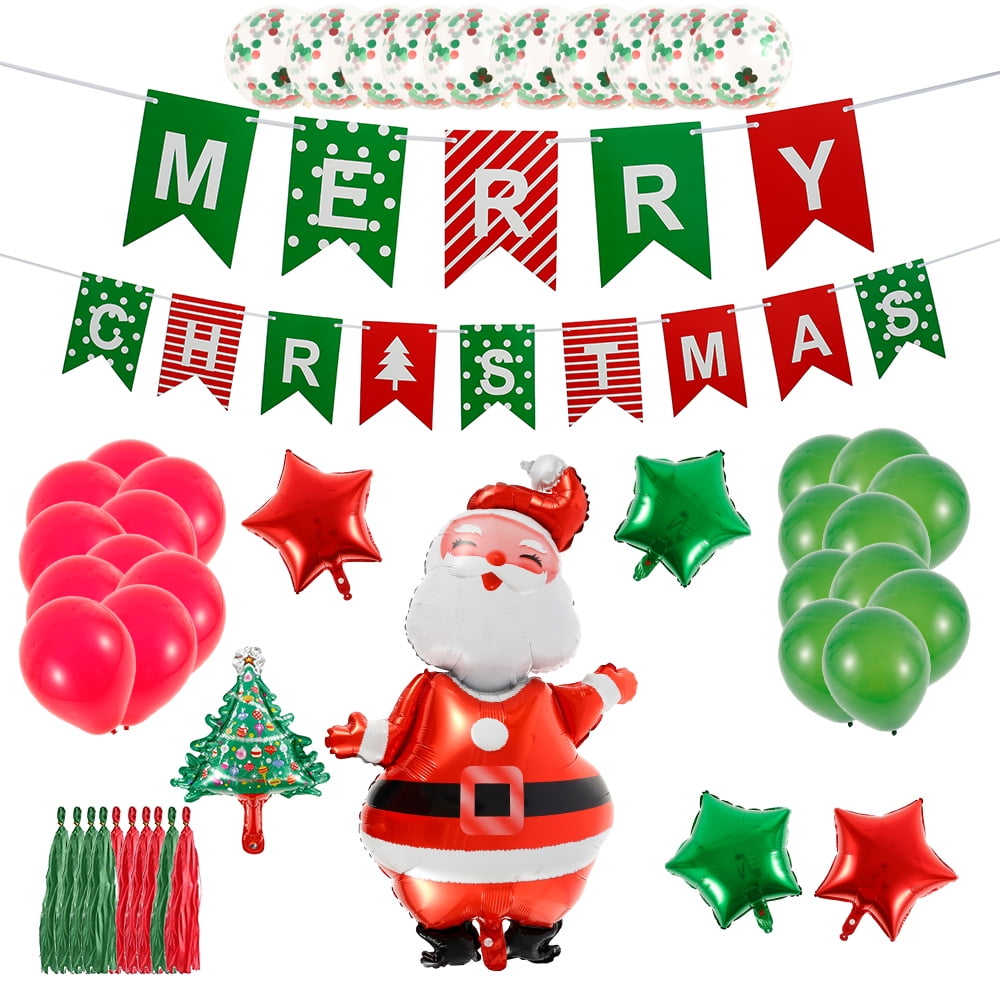 Details about   10 Merry Christmas Santa Snowman Balloons Red Green Xmas Party Decorations 23 cm 