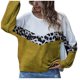 thumbnail image 1 of Camisa de moda para mujer Blusa suelta de empalme de leopardo Tops de manga larga con cuello redondo Fridja ghj987+480, 1 of 5