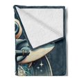thumbnail image 2 of Ambesonne Nautical Fleece Throw Blanket Anchor with Whales Compass 50"x70" Petrol Blue Beige, 2 of 5