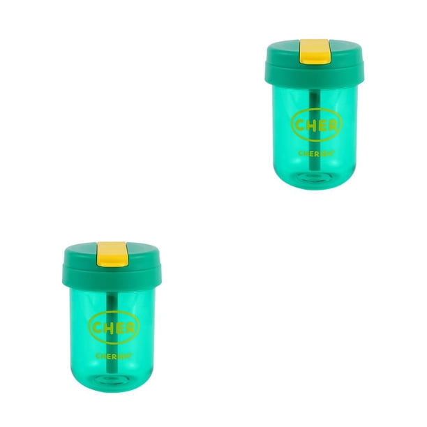 Wosthever Botella de agua Pajita 300ML Taza portátil anti-escaldado Plástico Oficina Estudiante Escuela Transporte Gimnasio Drinkware Verde Verde 2piezas