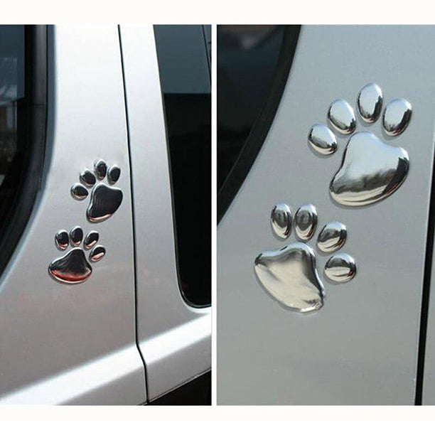 2 piezas/juego de pegatinas para coche, diseño genial, huellas de patas de perro en 3D, calcomanías para coche