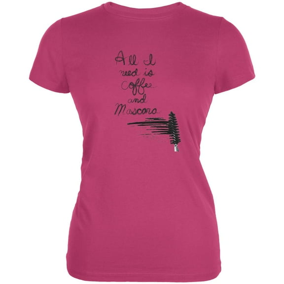 Mascara and Coffee Berry Pink Juniors Soft T-Shirt - Small