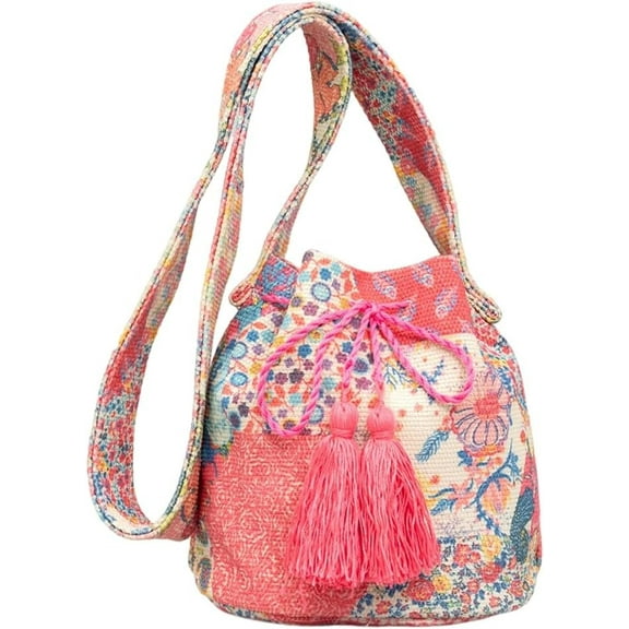 Surprise Bohemian Canvas Crossbody Bag Womens Hippie Bucket Bag Boho Tote Hobo Bags Aesthetic Shoulder Handbag Tassel Sling Beach Bag