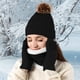 thumbnail image 4 of Conjunto de 3 gorros, bufandas y guantes de invierno para mujer, gorro de cuello largo, bufanda tejida, guantes para pantalla táctil, regalo de Navidad, bufanda acrílica., 4 of 6
