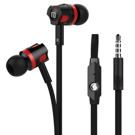 Red and Black Earbuds High Bass Quality Treble Headphones With Mic Phone (Best High Quality Earbuds)