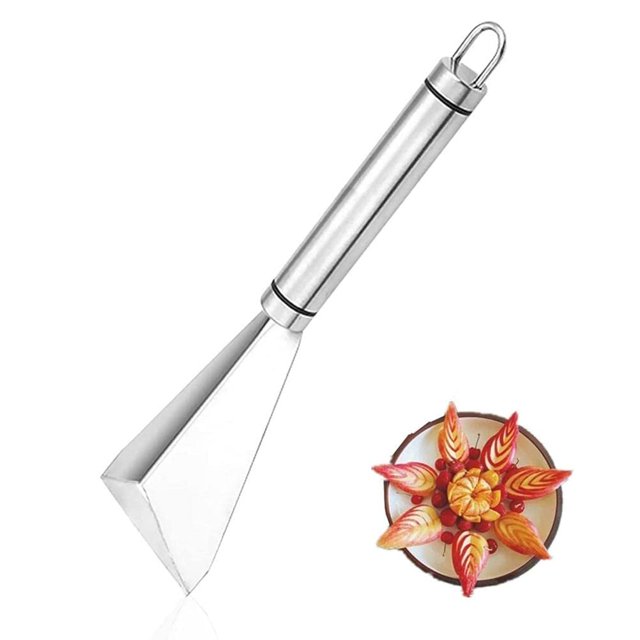 Cuchillo para tallar frutas, herramienta de cuchillo con canal antideslizante de acero inoxidable, herramienta para tallar frutas en forma de V, accesorios de cocina, (1 unidad)